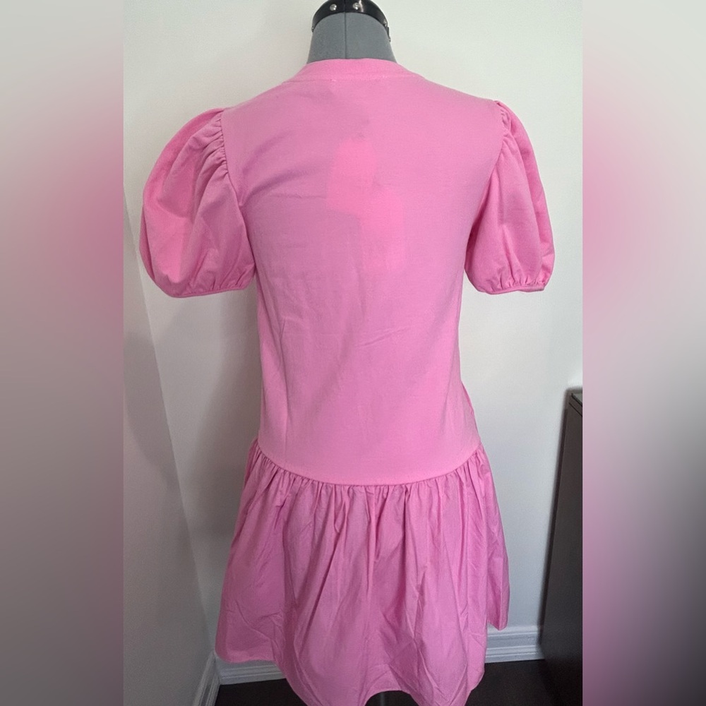 ENGLISH FACTORY - Puff Shoulder Mixed Media Minidress Size XS - Picture 5 of 13